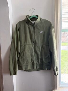 Nike Olive Green Half-Zip Fleece Pullover